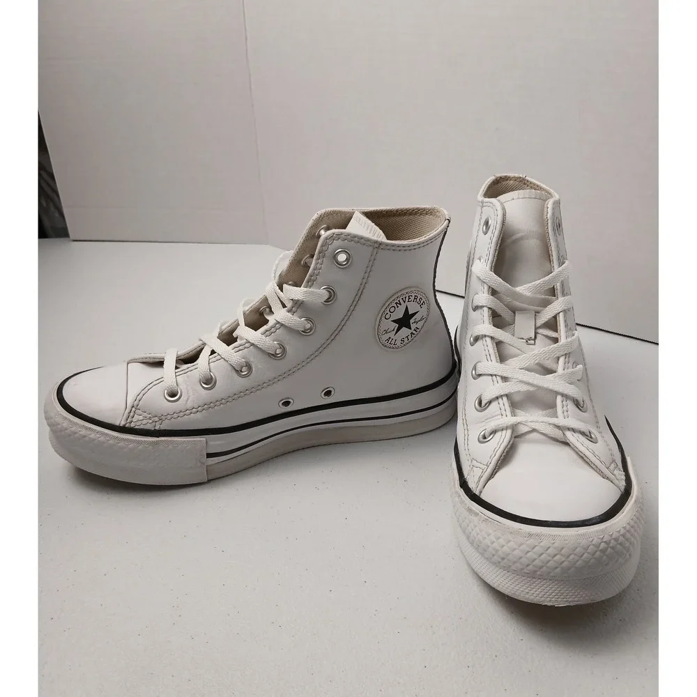Converse Chuck Taylor All Star Move White Leather Platform High Top‎ Kids Size 4